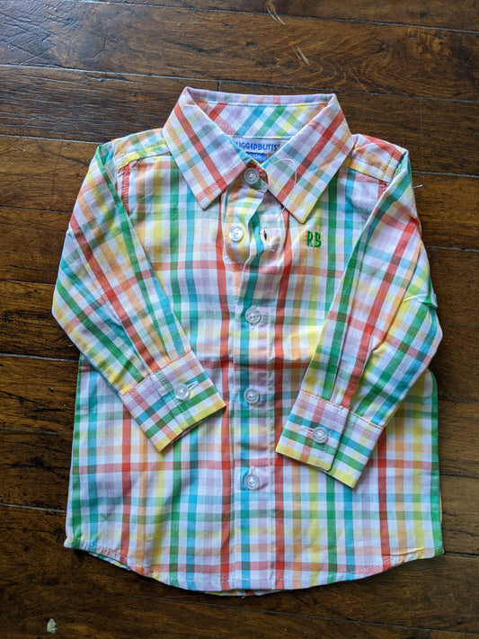 Rainbow Gingham Button Down Shirt