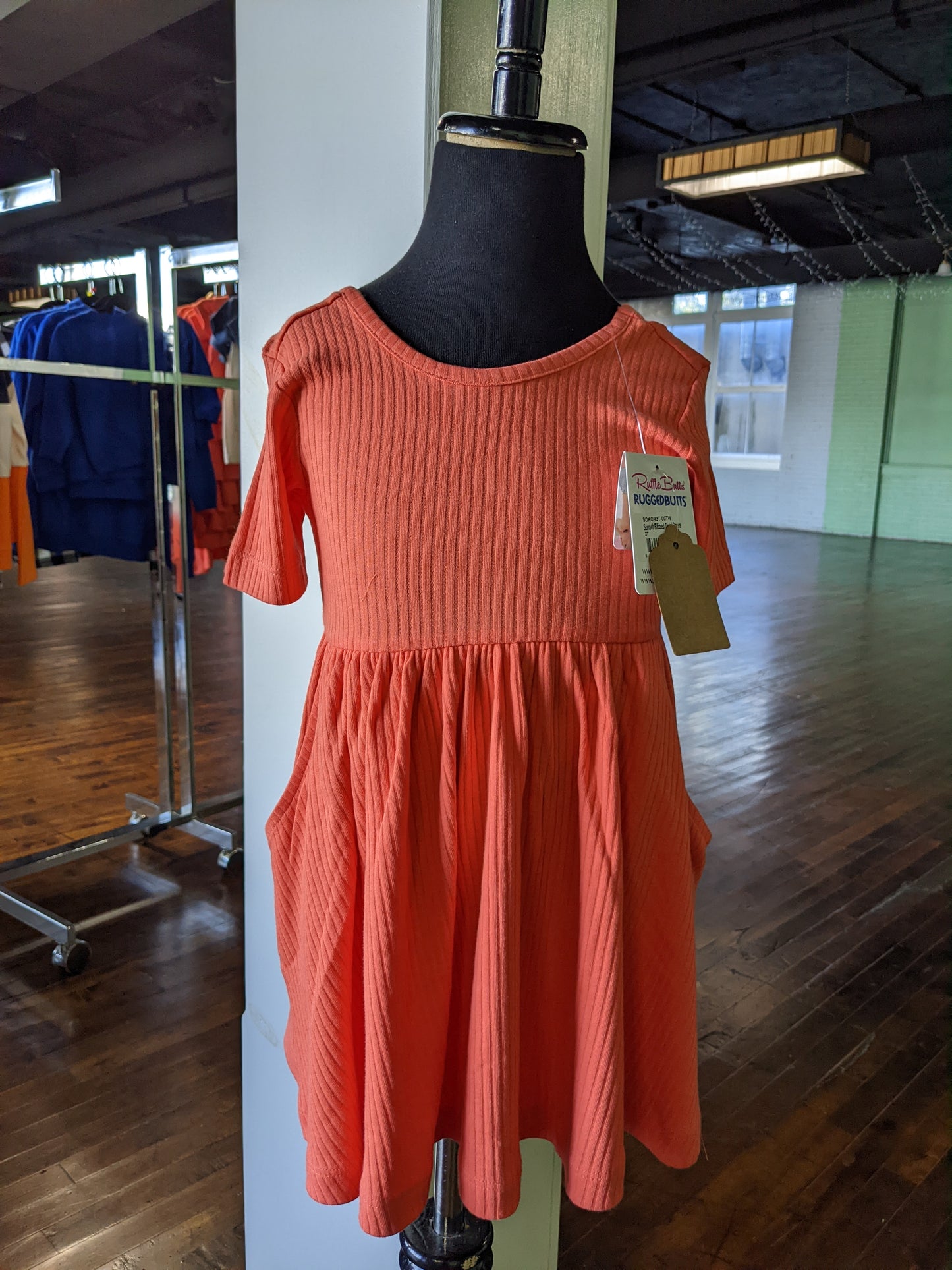 Sunset Ribbed Twirl Dress