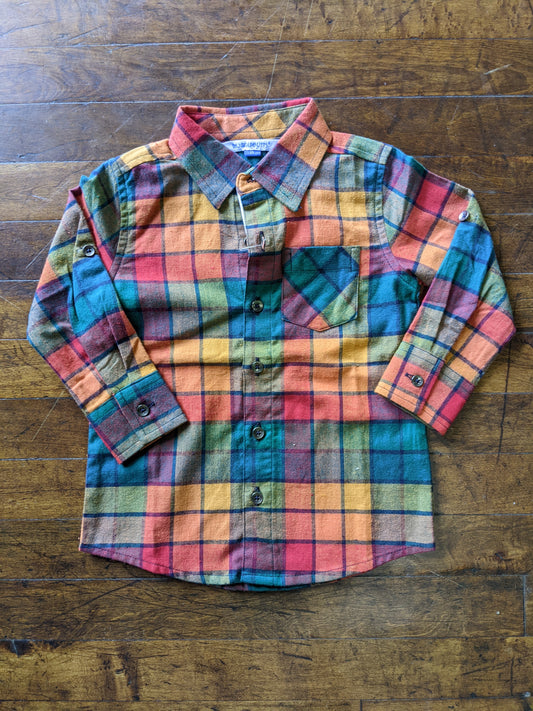 Autumn Rainbow Plaid Button Down Shirt