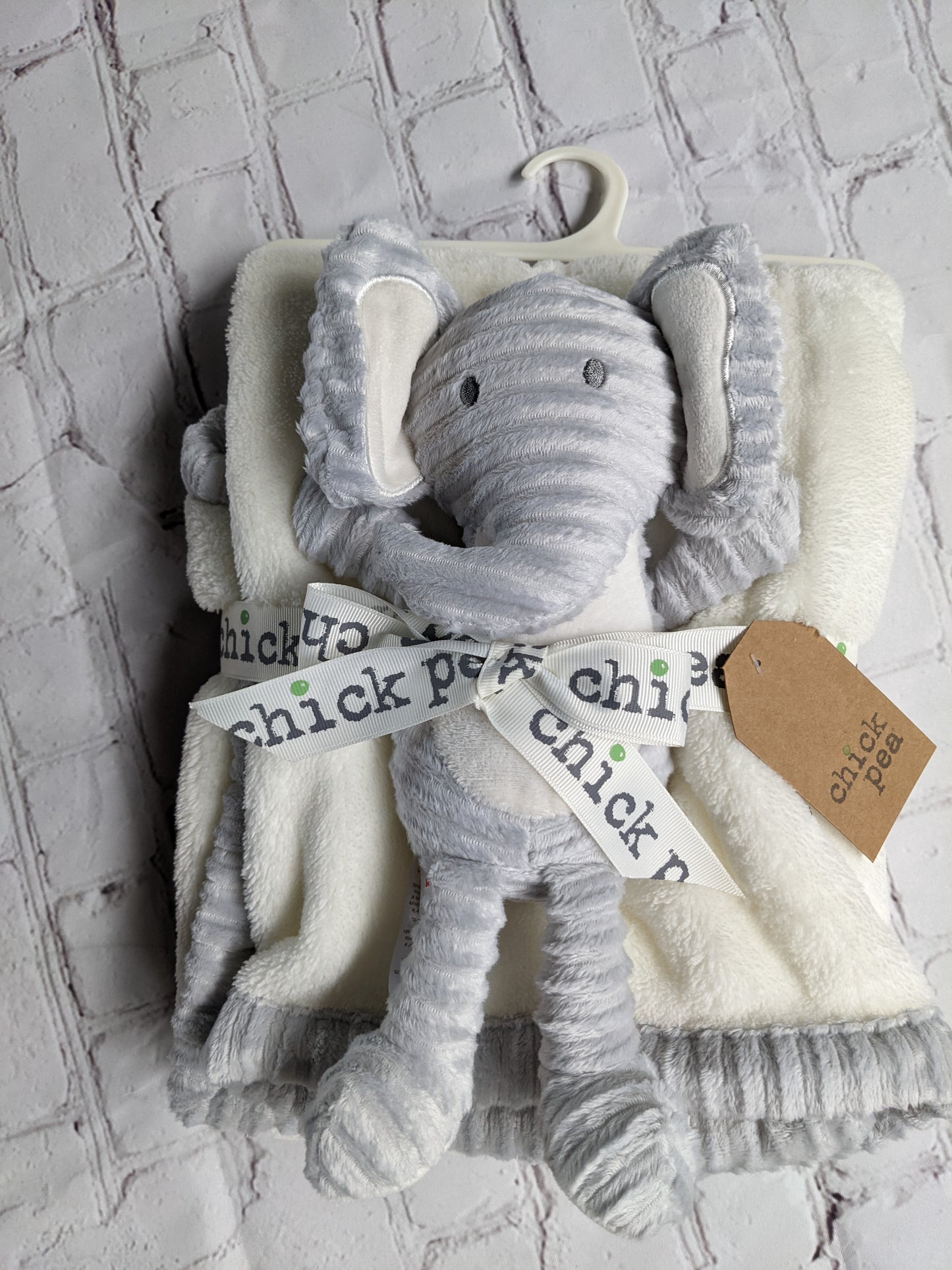 Grey and White Blanket with Elephant