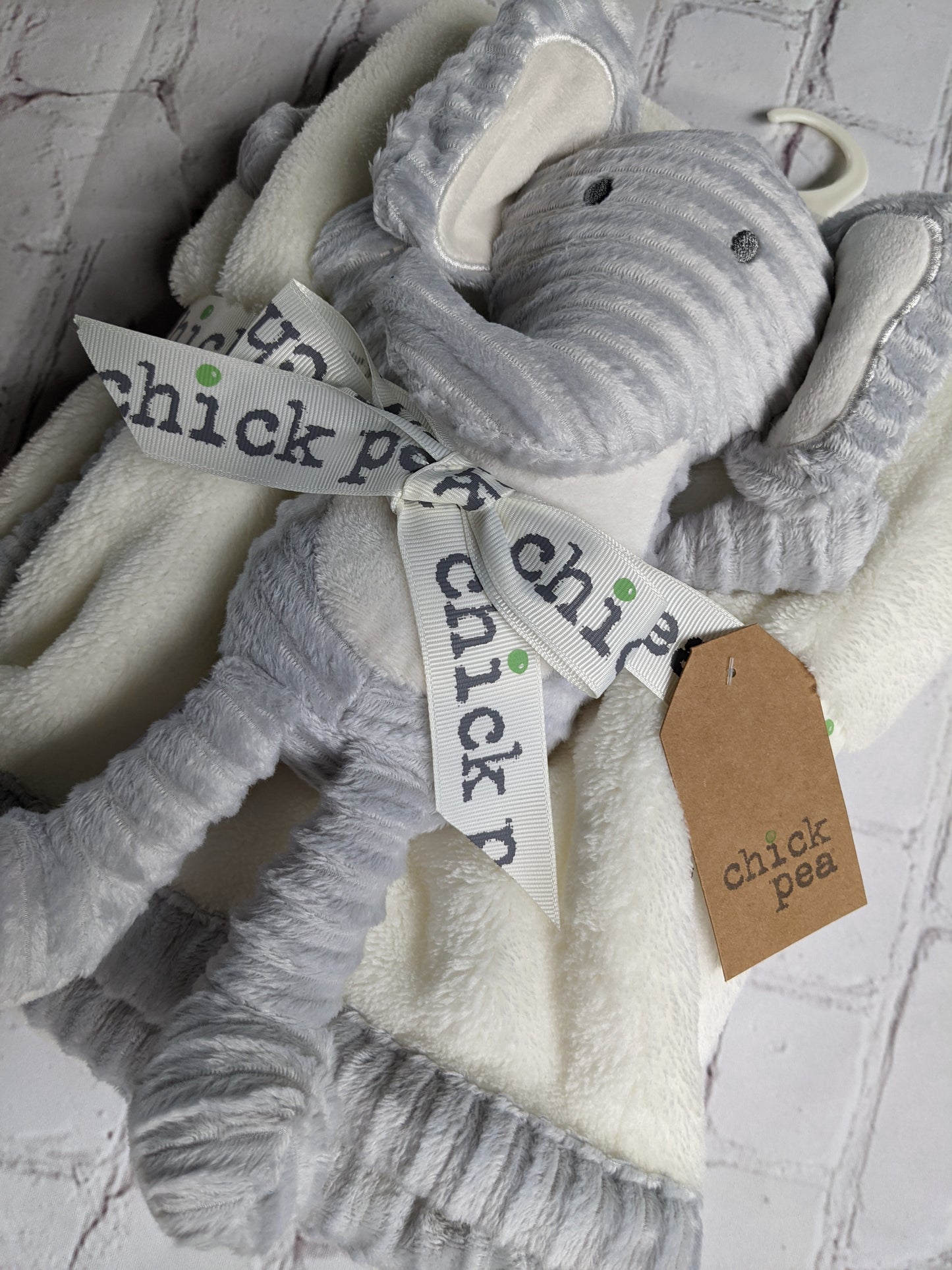 Grey and White Blanket with Elephant